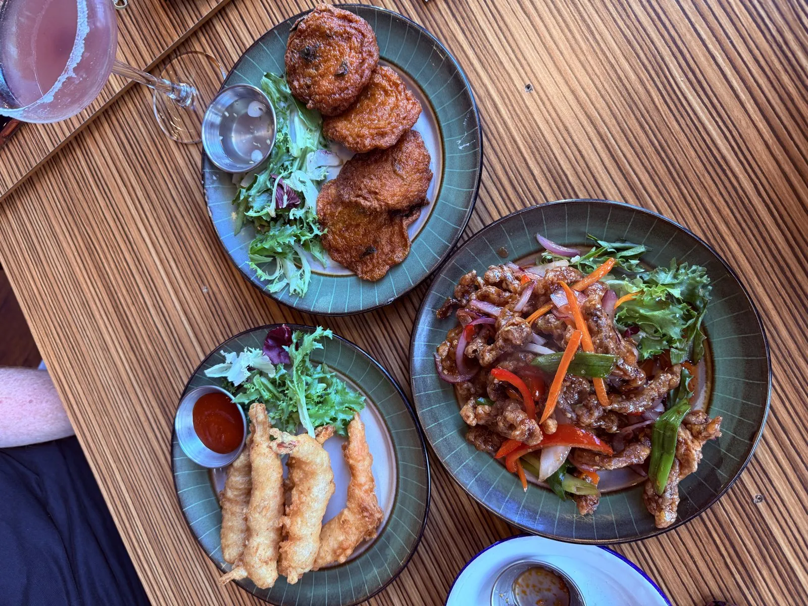 Thai starters at Mee on Bold Street, Liverpool: fishcakes, battered king prawns and crispy beef